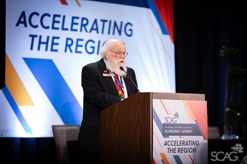 SCAG Regional Council President Art Brown makes remarks at the Economic Summit.