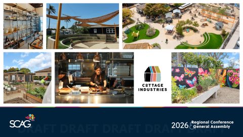 Collage of vibrant outdoor and indoor event spaces, with colorful murals and logos.