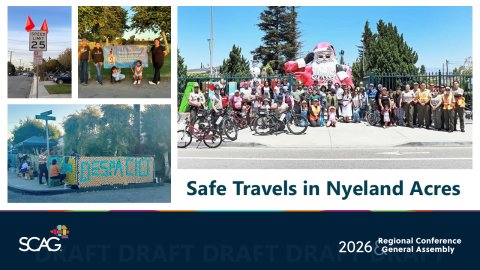 Collage of community events and transport initiatives in Nyeland Acres.