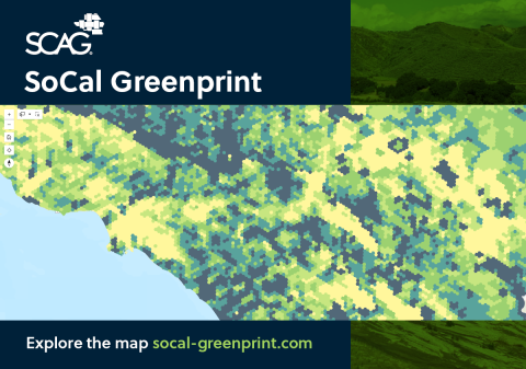 Map of Southern California with green and yellow color gradient.